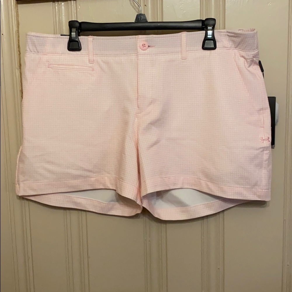 COPY - Pink&white checkered under armour shorts NWT sz16